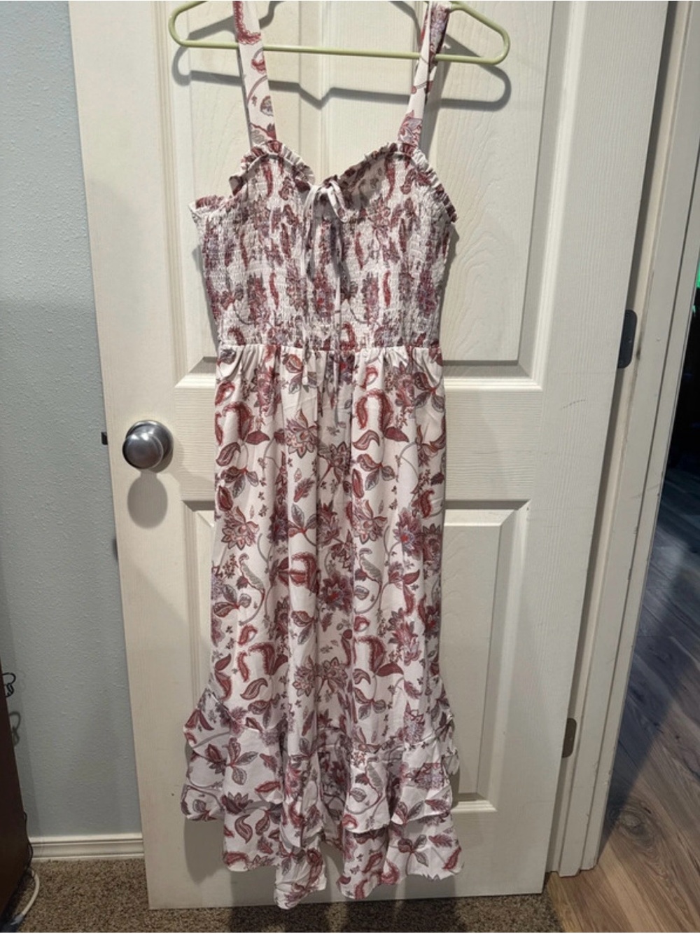 Grace White Maxi Dress with Dusty Rose Floral Print